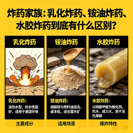 临潼炸药家族：乳化炸药、铵油炸药、水胶炸药到底有什么区别？